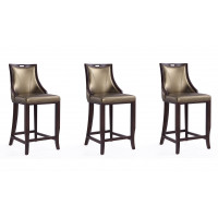 Manhattan Comfort 3-BS008-BZ Emperor 41 in. Bronze and Walnut Beech Wood Bar Stool (Set of 3)